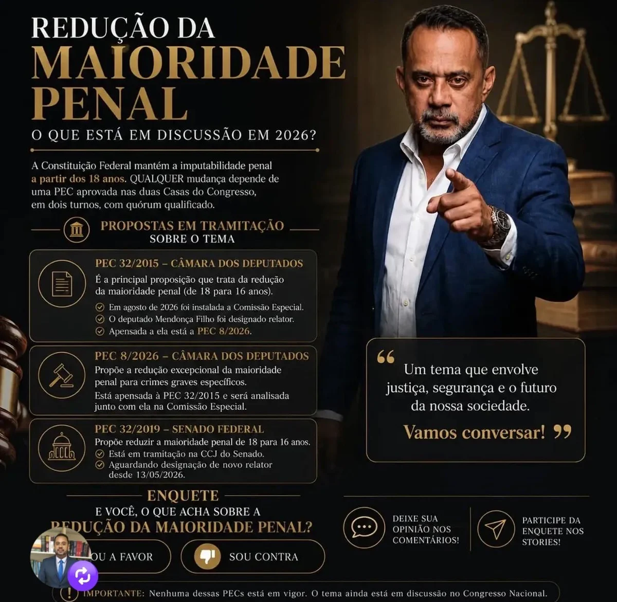 Peça de conteúdo jurídico publicada nas redes sociais do escritório